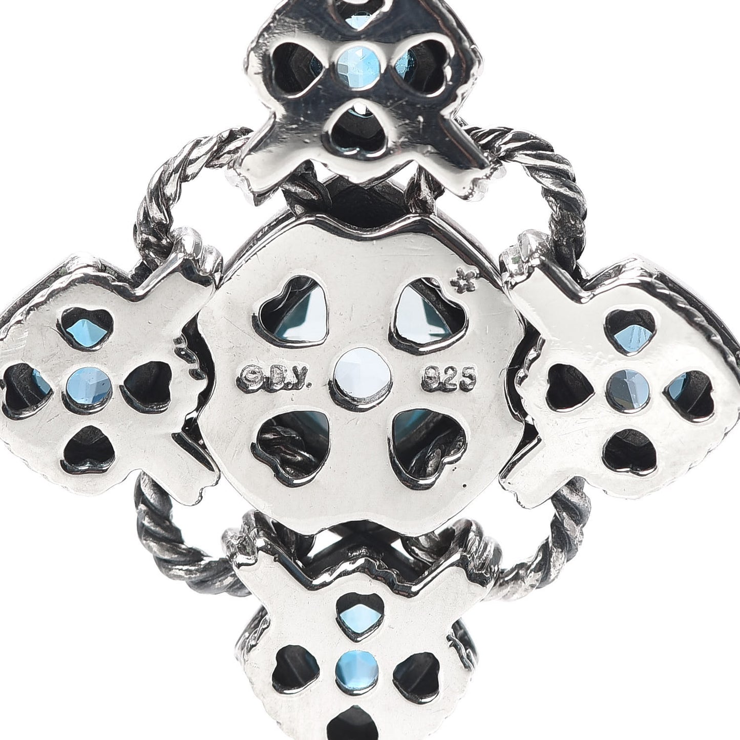 Sterling Silver Blue Topaz Renaissance Cross Enhancer Pendant