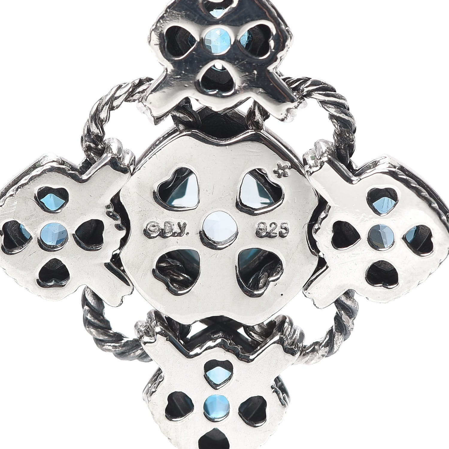 David Yurman Sterling Silver Blue Topaz Renaissance Cross Enhancer Pendant 3 of 3