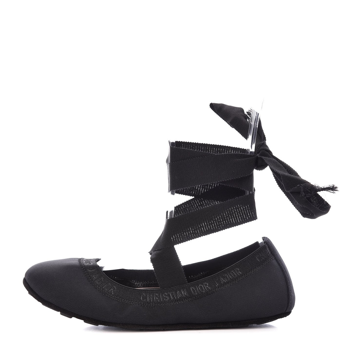 Micro Mesh Academy Lace-Up Ballerina Flats 37.5 Black