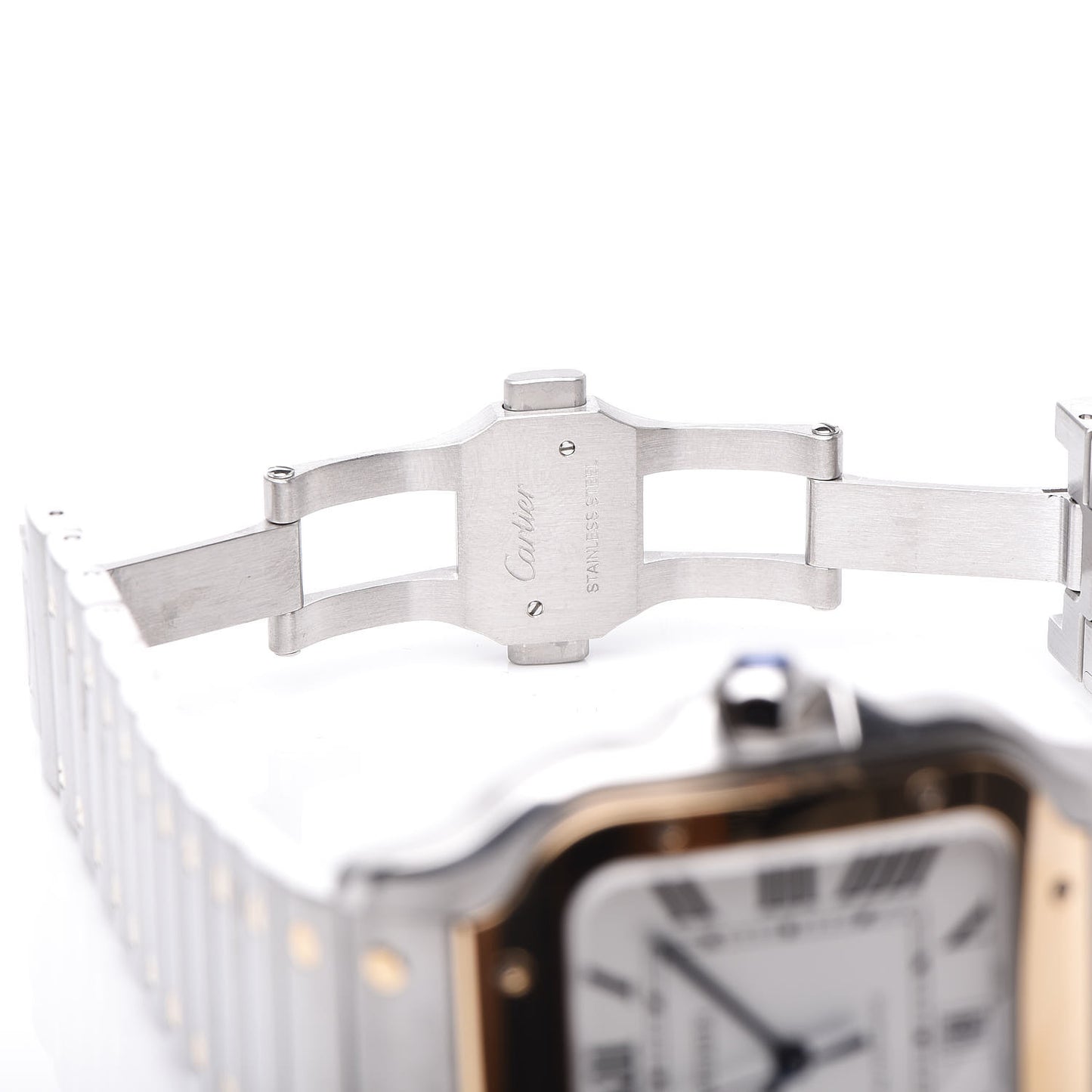 Stainless Steel 18K Yellow Gold 38mm Santos De Automatic Watch