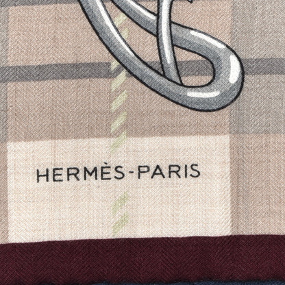 Hermes Cashmere Silk Cheval Punk Scarf 100 Naturel Kaki Clair 2 of 3