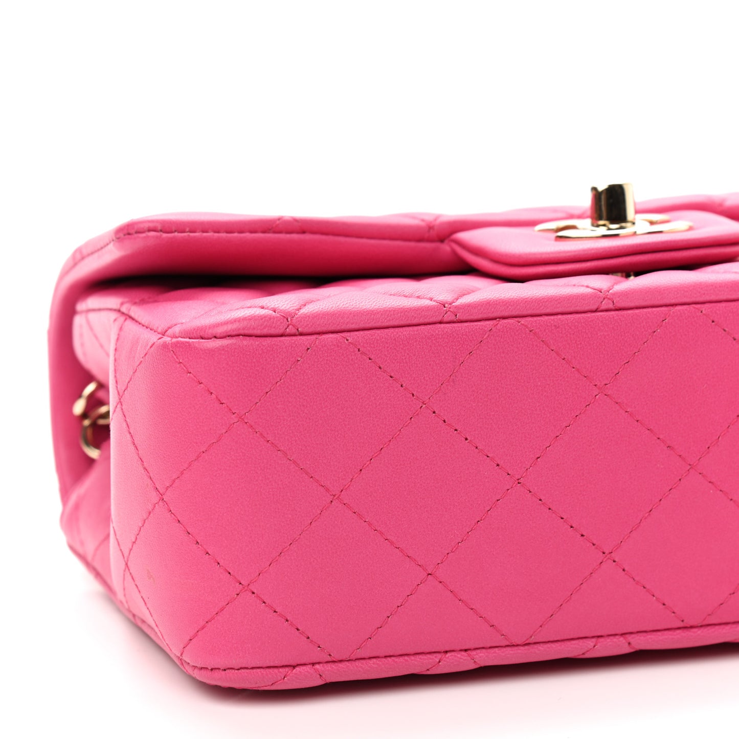Lambskin Quilted Mini Rectangular Flap Fuchsia