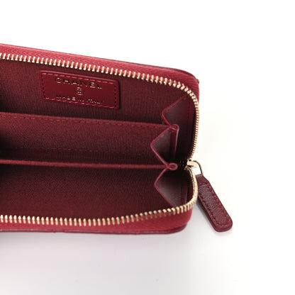 Chanel Lambskin Quilted Zip Around Coin Purse Wallet Burgundy 5 of 7