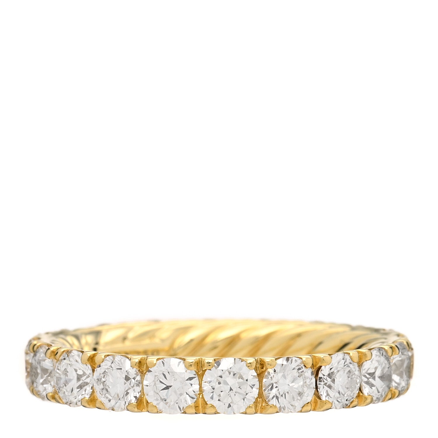 David Yurman 18K Yellow Gold Diamond 3.6mm Eden Eternity Wedding Band Ring 54 6.75 1 of 5
