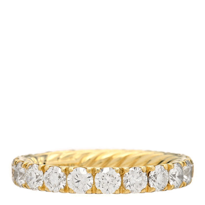 David Yurman 18K Yellow Gold Diamond 3.6mm Eden Eternity Wedding Band Ring 54 6.75 1 of 5