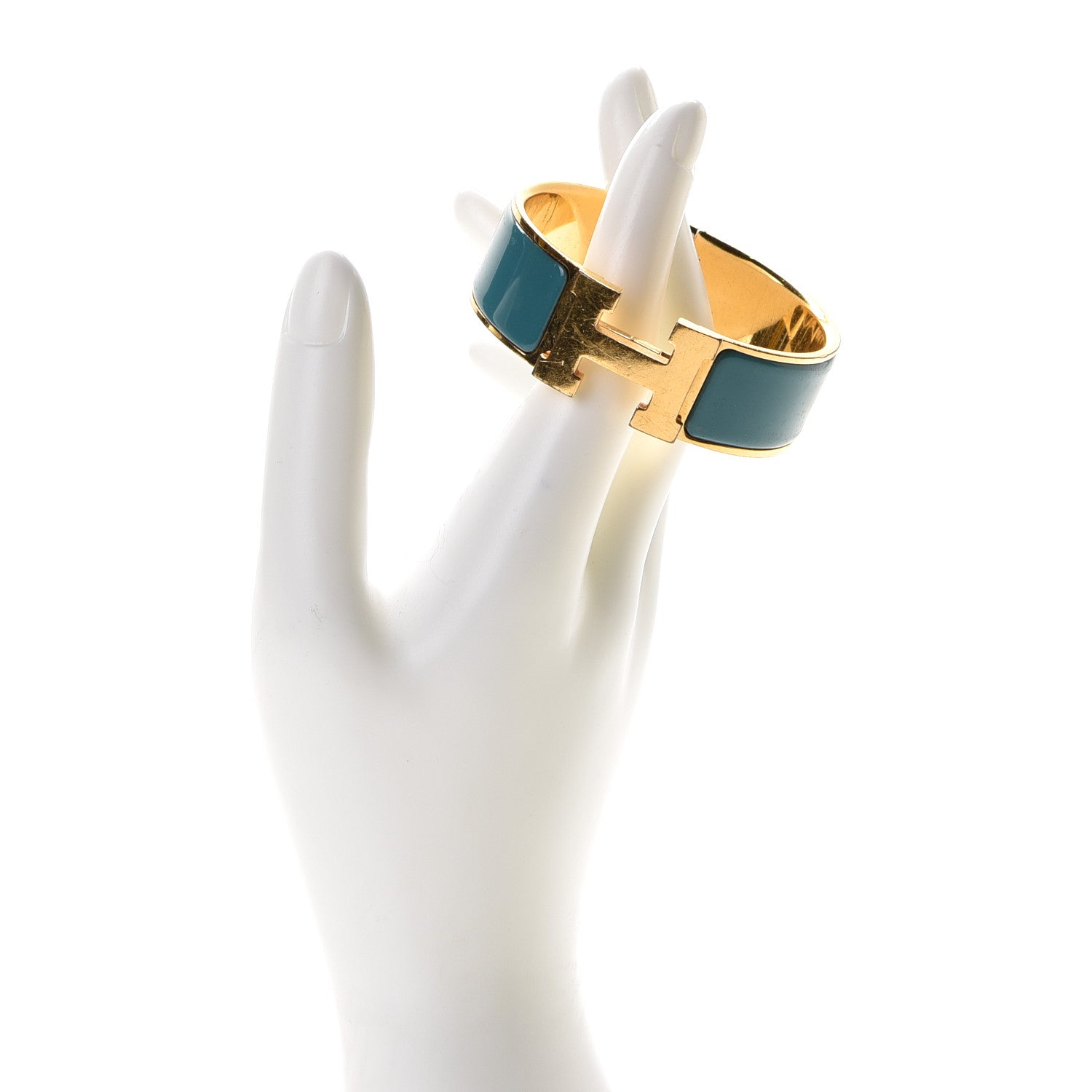 Hermes Enamel Wide Clic Clac H Bracelet PM Bleu Canard 2 of 5