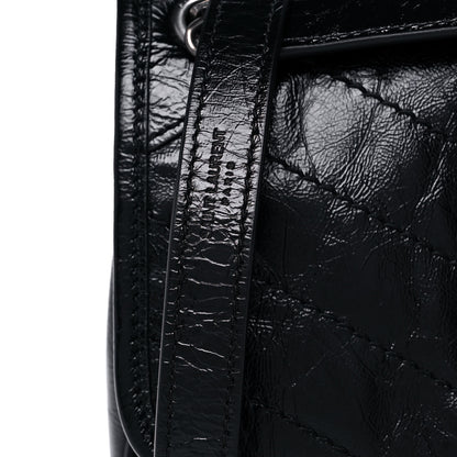 Saint Laurent Crinkled Calfskin Matelasse Monogram Baby Niki Chain Satchel Black 10 of 13