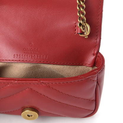 Gucci Calfskin Matelasse GG Marmont 2.0 Coin Purse On A Chain Hibiscus Red 6 of 8
