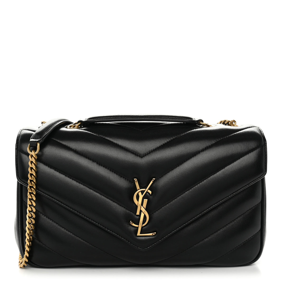Lambskin Chevron Quilted Medium Loulou Black