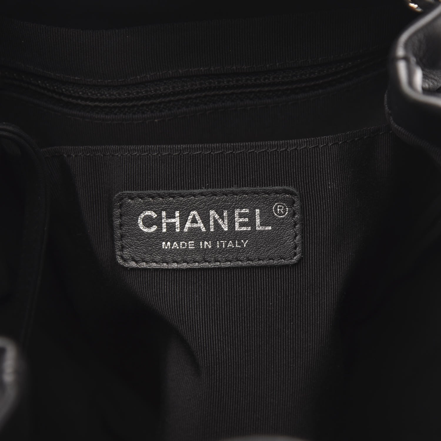 Chanel Lambskin Chevron Small Urban Spirit Drawstring Bag Black 6 of 11
