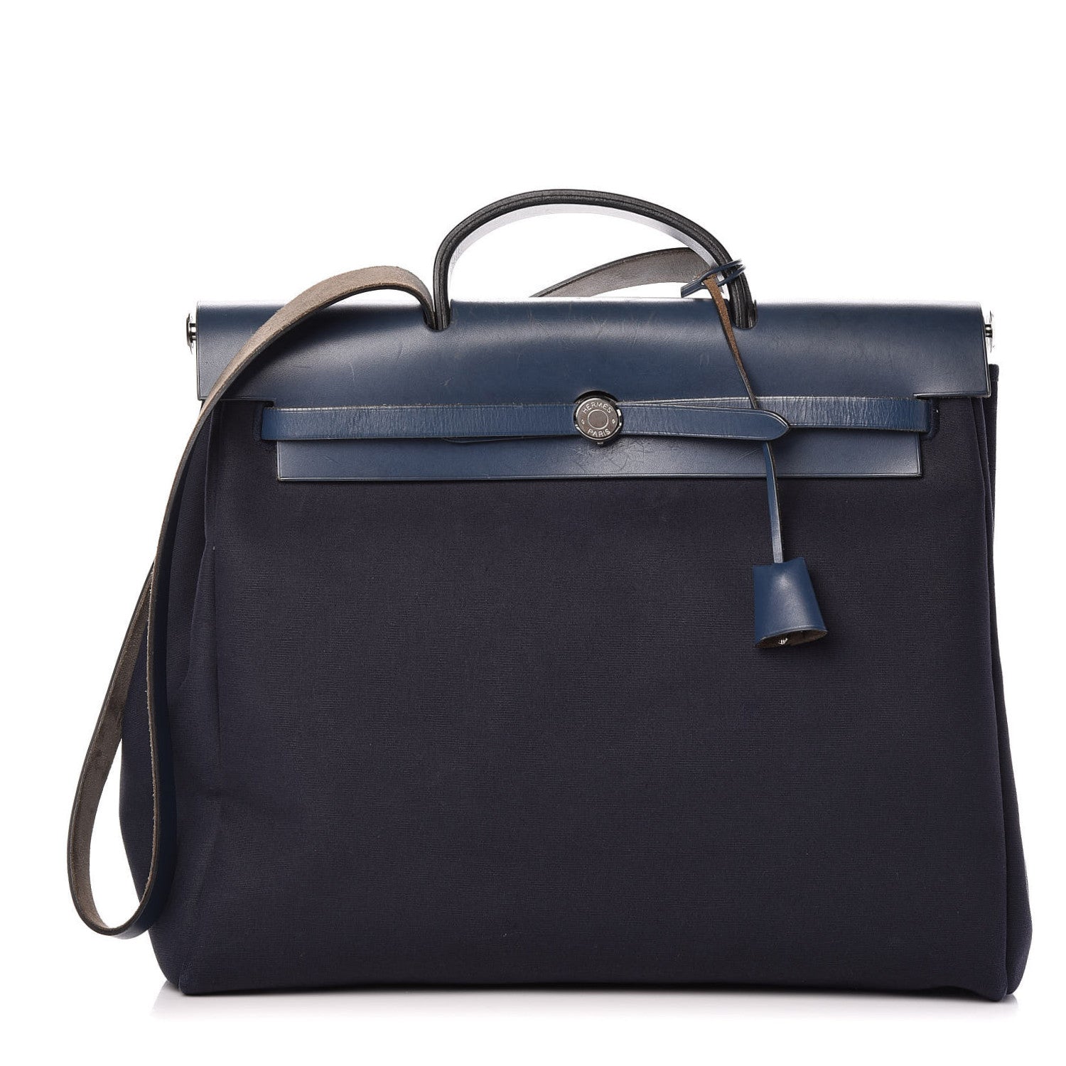 Hermes Toile Vache Calfskin Herbag 39 GM Bleu 1 of 12