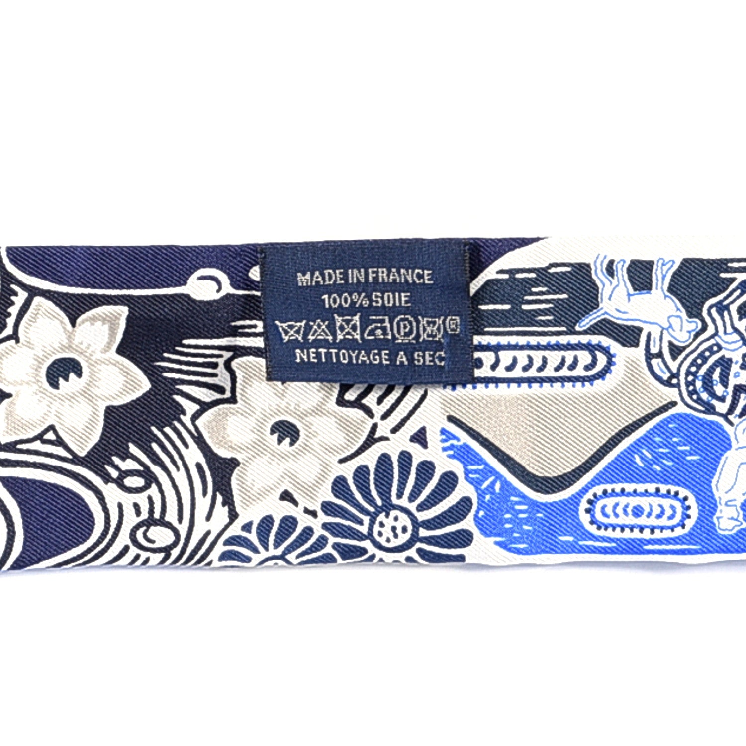 Hermes Silk Bingata Twilly Marine Tabac White 3 of 3