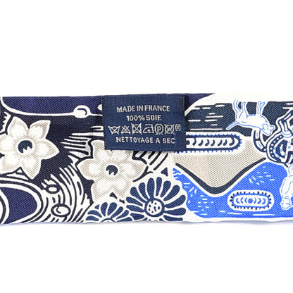 Hermes Silk Bingata Twilly Marine Tabac White 3 of 3