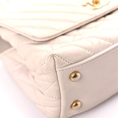 Chanel Aged Calfskin Chevron Quilted Mini Coco Handle Flap Ivory 7 of 21