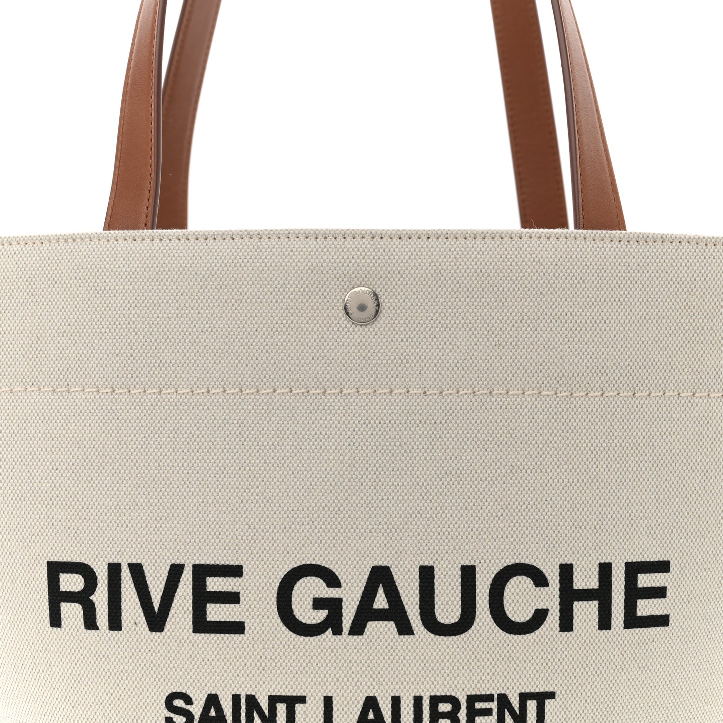 Linen Calfskin Rive Gauche Basket Tote Optic White Tan