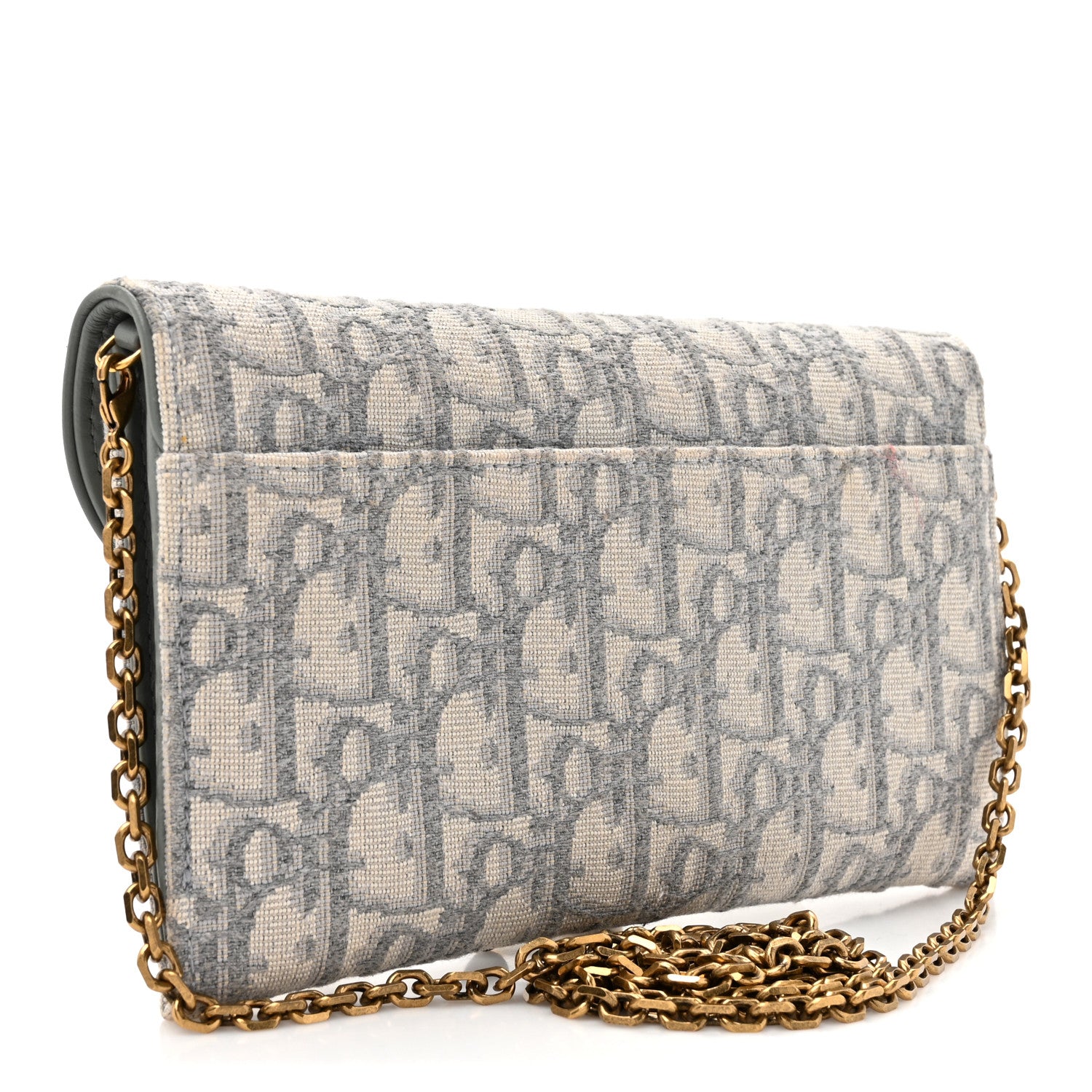 Christian Dior Oblique Saddle Chain Long Wallet Grey 4 of 12