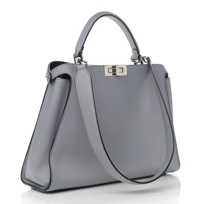 Fendi Vitello Tahiti Burro Large Peekaboo Iconic Essentially Satchel Ardesia Dark Blue 2 of 12