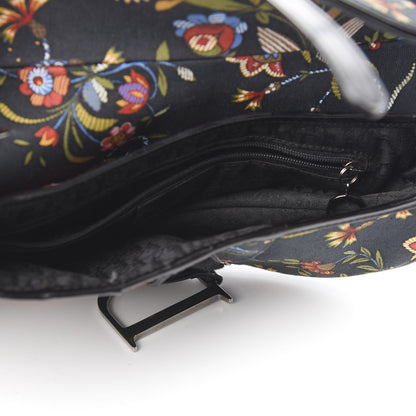 Christian Dior Canvas Floral Saddle Bag Black 4 of 9