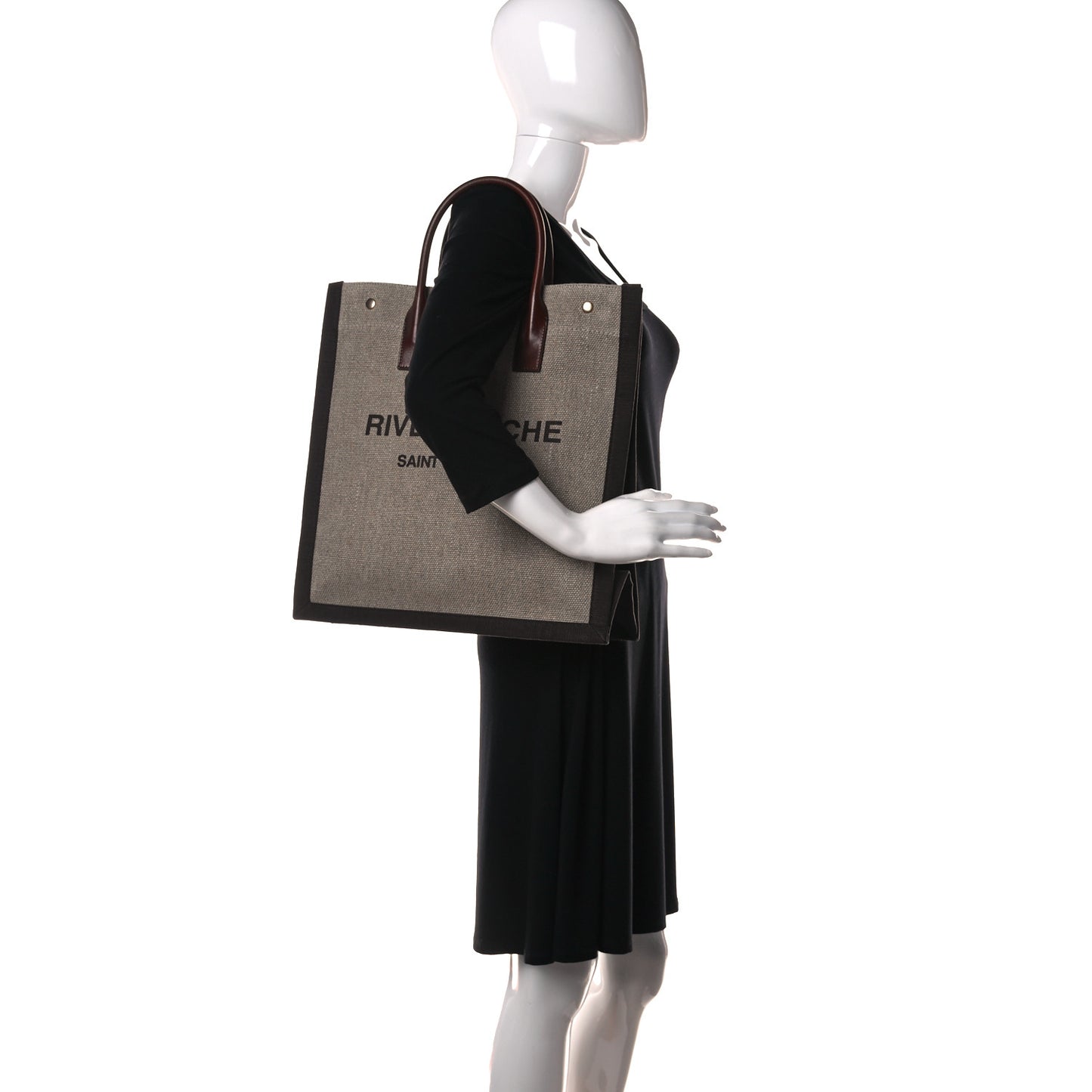 Linen Calfskin Rive Gauche North South Tote Natural