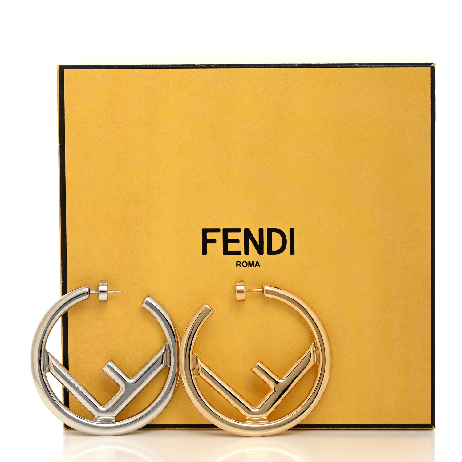Fendi Metal FF Hoop Earrings Gold Silver 6 of 6