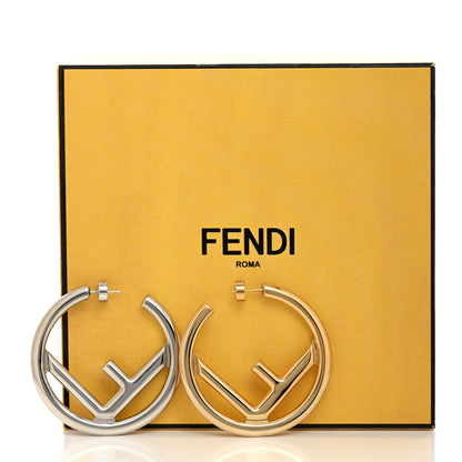 Fendi Metal FF Hoop Earrings Gold Silver 6 of 6