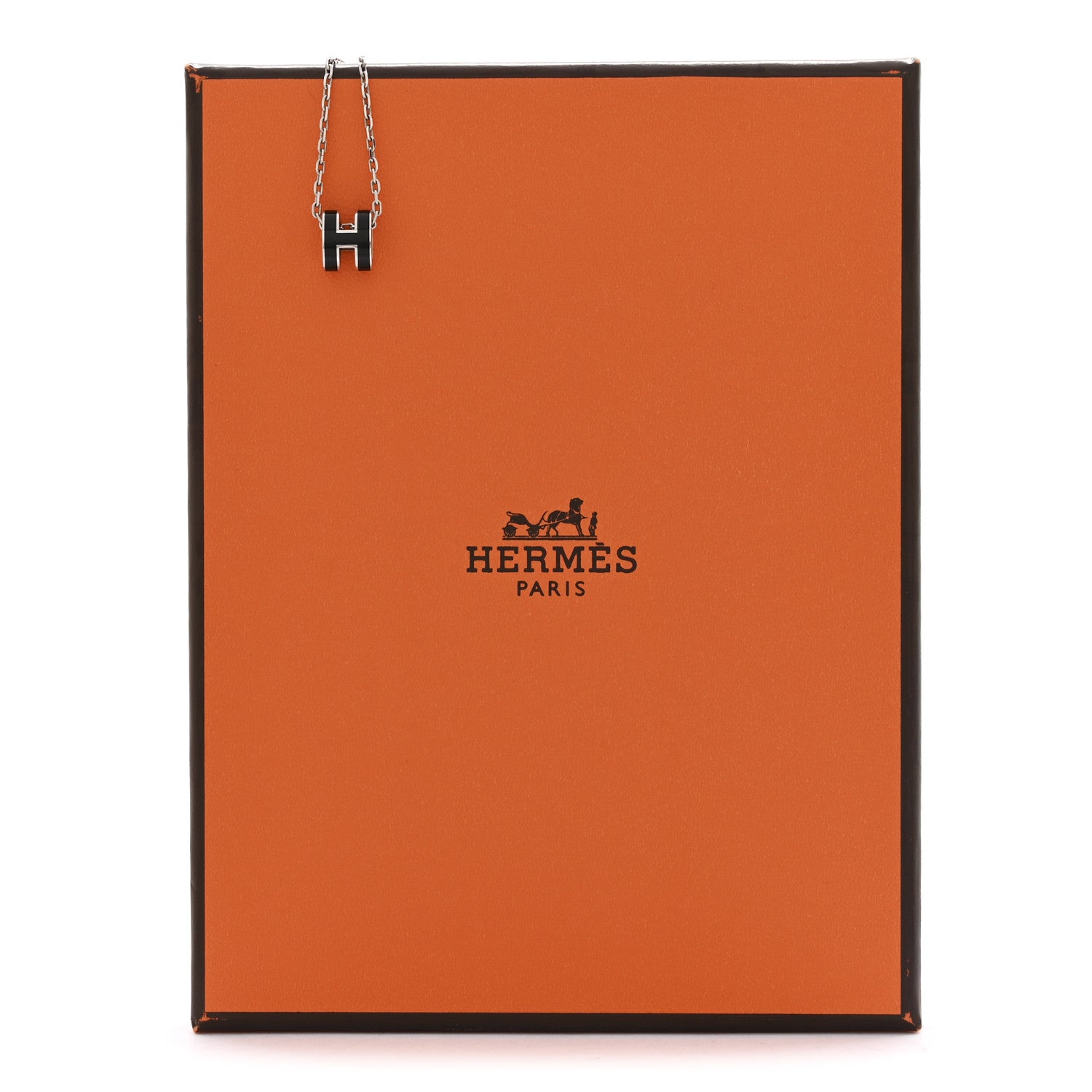 Hermes Lacquered Palladium Mini Pop H Pendant Necklace Black 7 of 7