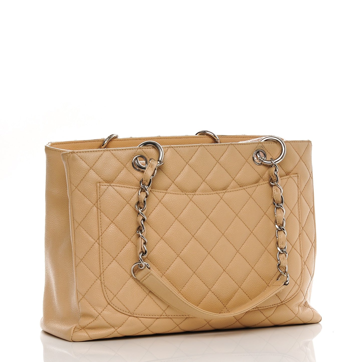 Caviar Quilted Grand Shopping Tote GST Beige