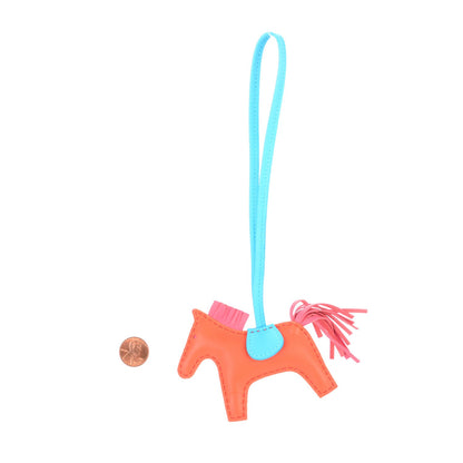 Hermes Milo Lambskin Grigri Rodeo Horse Bag Charm PM Orange Poppy Rose Azalee Bleu Azteque 2 of 4