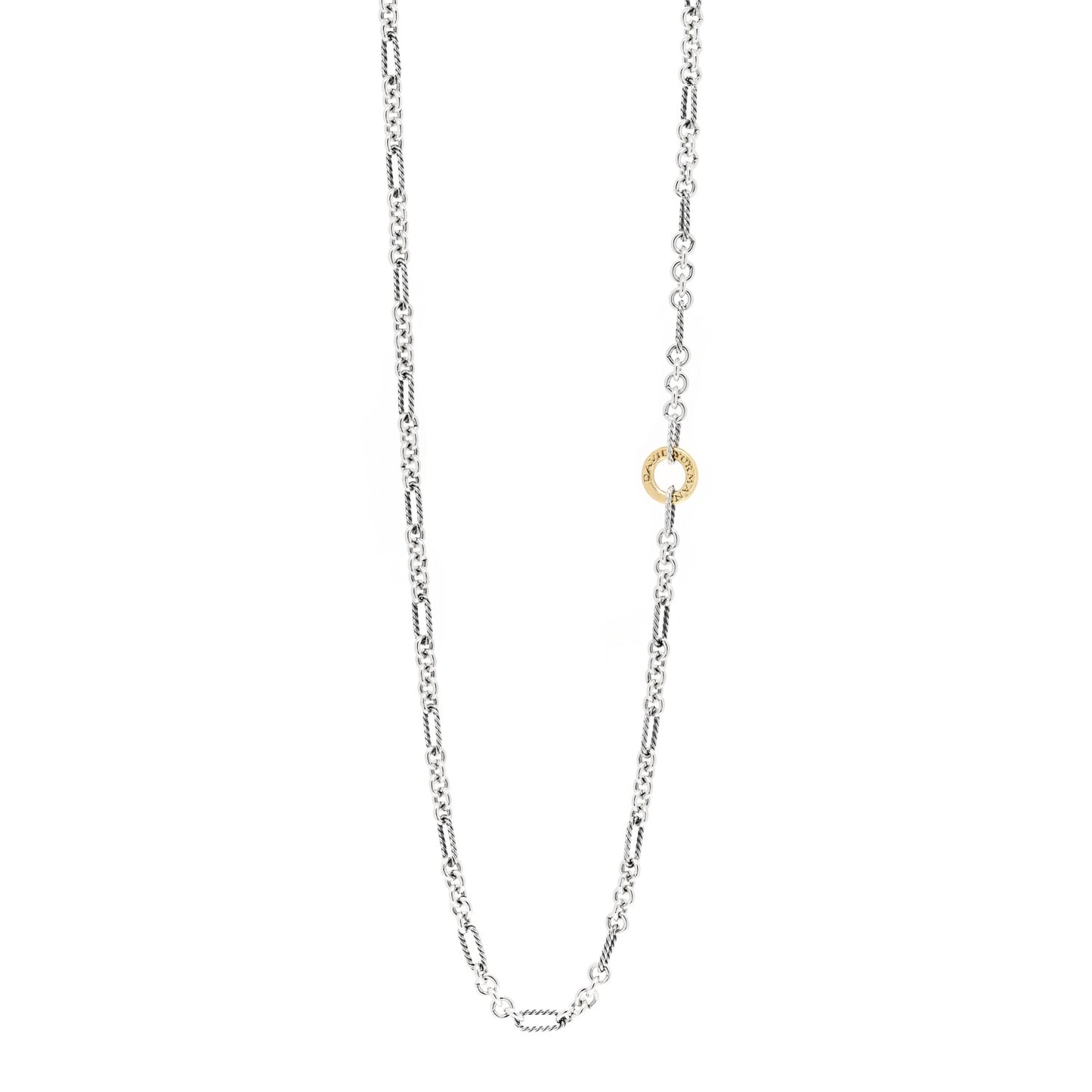 Sterling Silver 18K Yellow Gold Figaro Two Tone Link Necklace