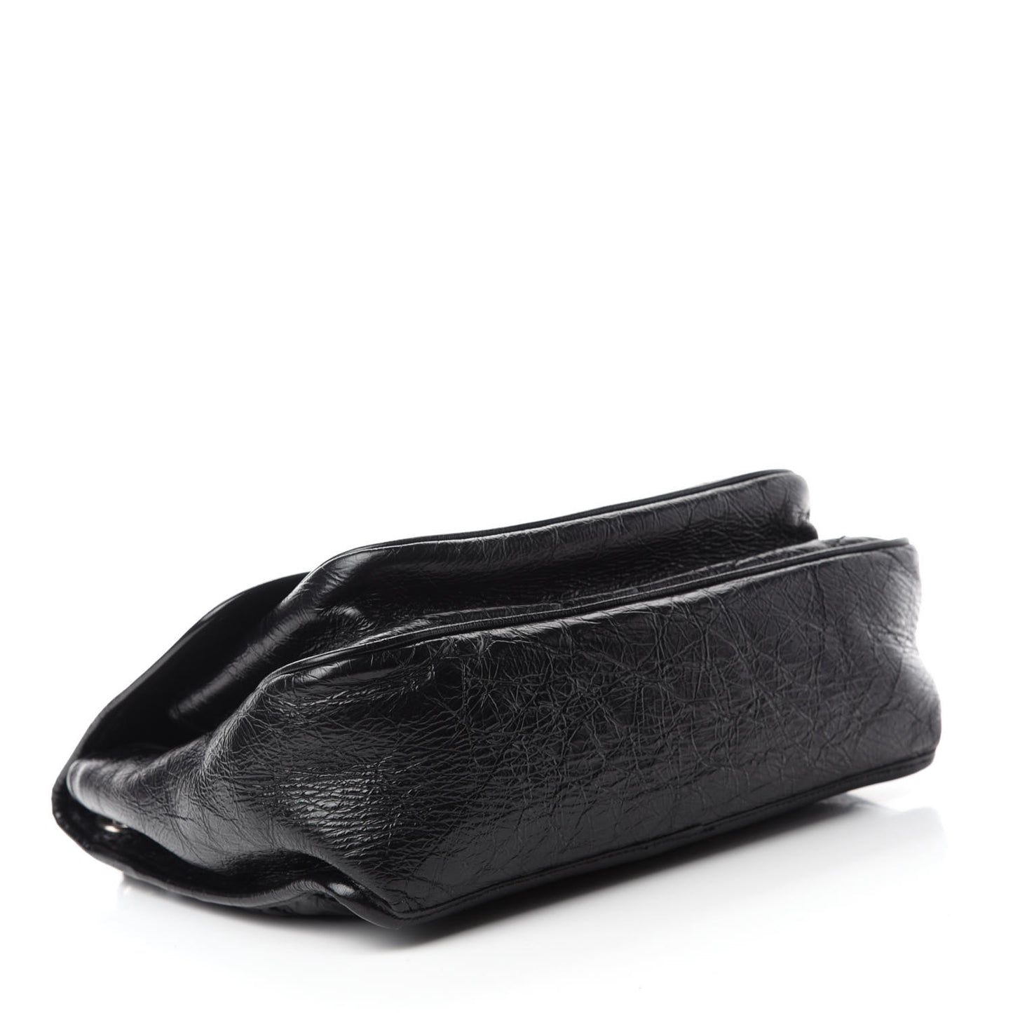 Crinkled Calfskin Matelasse Monogram Medium Niki Chain Satchel Black