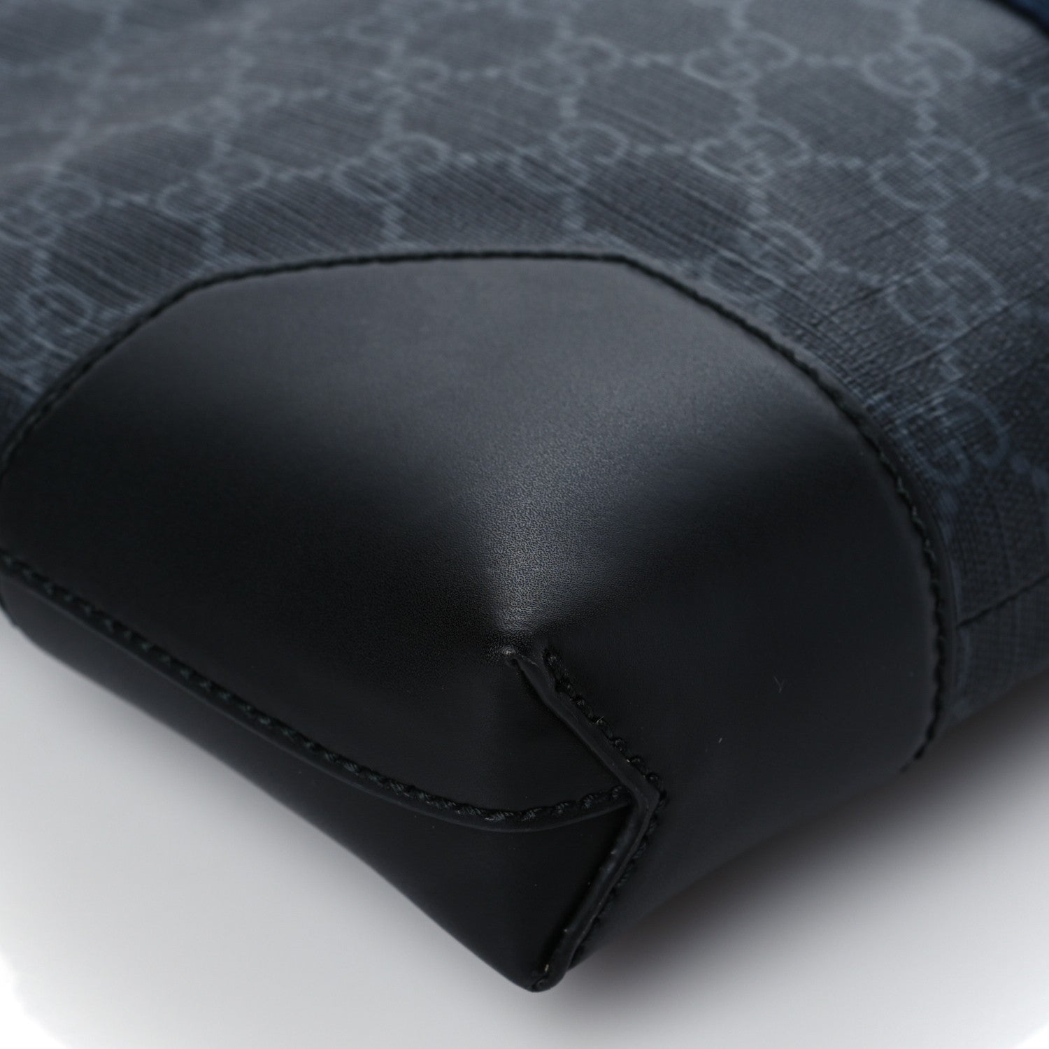 Gucci Soft GG Supreme Monogram Appia Calfskin Web East West Messenger Bag Black Grey 8 of 9