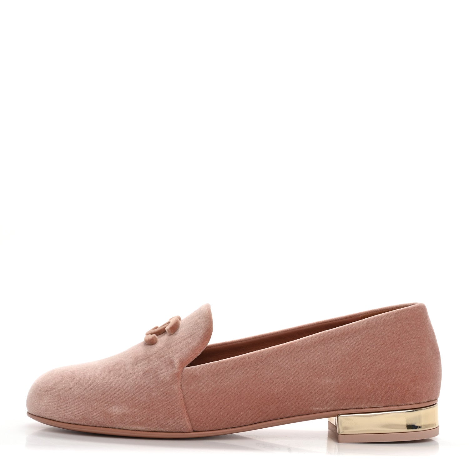 Chanel Velvet CC Moccasin Loafers 37 Light Pink 1 of 10