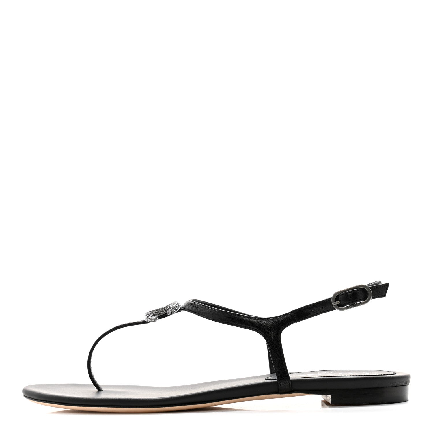 Chanel Lambskin Crystal CC Thong Sandals 38 Black 1 of 10