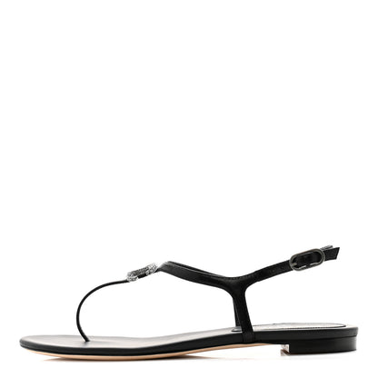 Chanel Lambskin Crystal CC Thong Sandals 38 Black 1 of 10