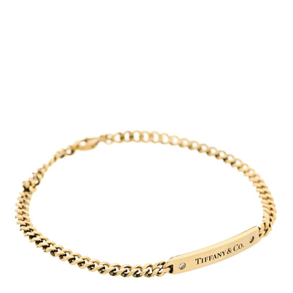 Tiffany 18K Yellow Gold Diamond Micro Link ID Chain Bracelet 1 of 4