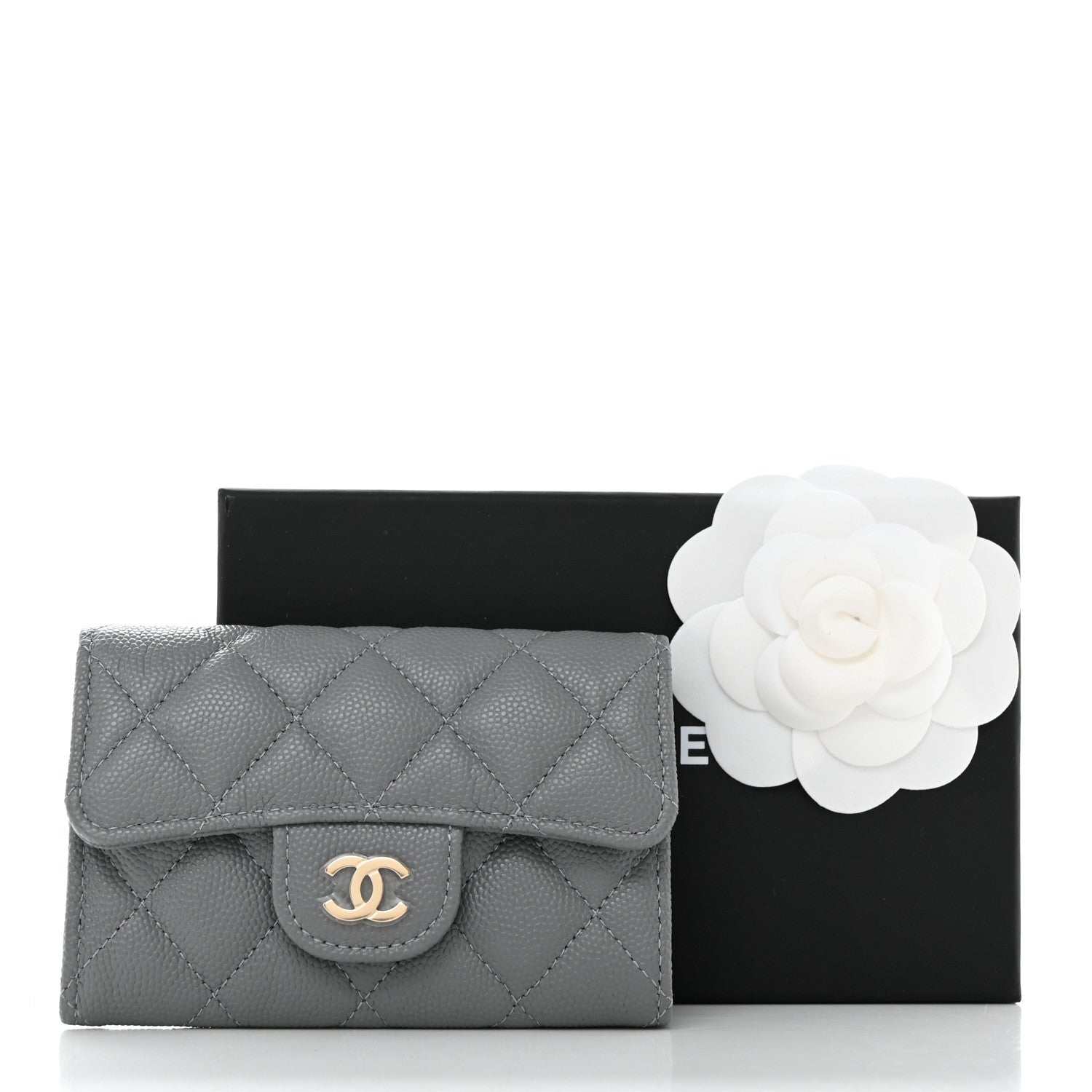 Chanel Caviar Quilted Flap Card Holder Wallet Dark Grey 9 of 9