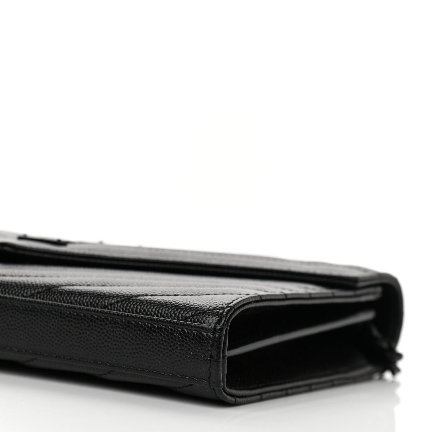 Grain De Poudre Matelasse Chevron Monogram Monochrome Chain Wallet Black