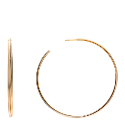 Cartier 18K Pink Yellow White Gold Large Trinity Hoop Earrings 1 of 4