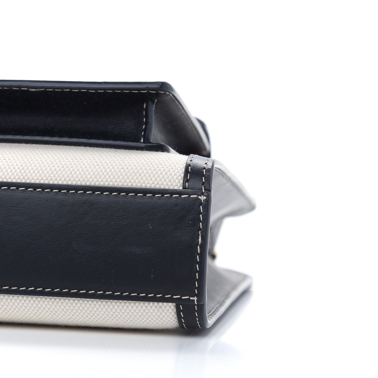 Canvas Smooth Calfskin Two Tone Mini Pocket Bag Black