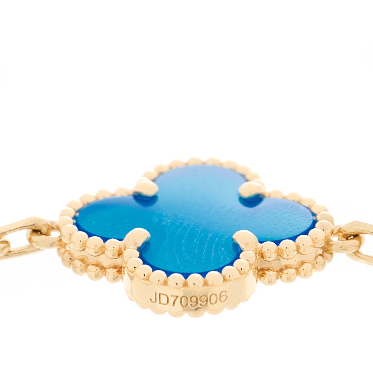Van Cleef & Arpels 18K Yellow Gold Blue Agate 5 Motifs Vintage Alhambra Bracelet 4 of 5