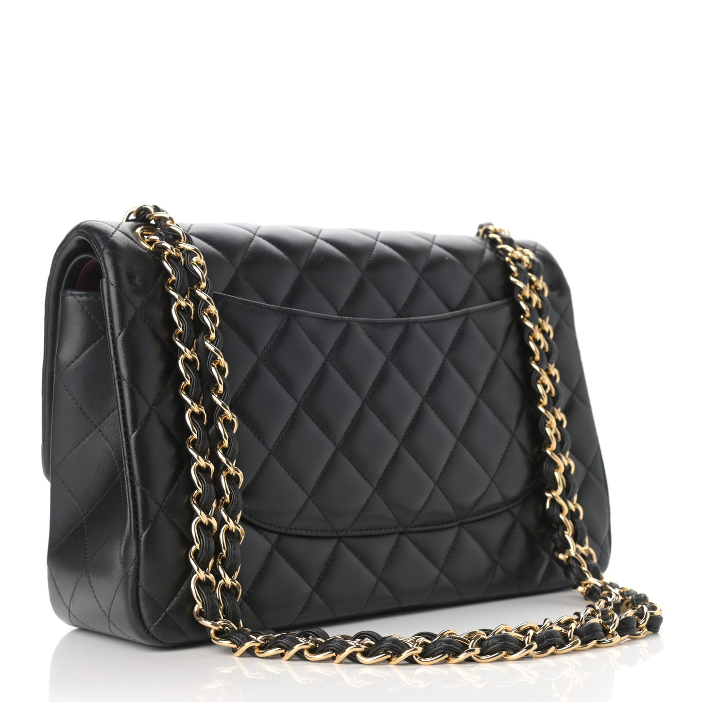 Lambskin Quilted Jumbo Double Flap Black