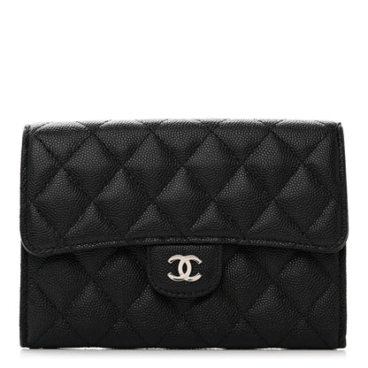 Chanel Caviar Quilted Large Gusset Flap Wallet Black 1 of 7