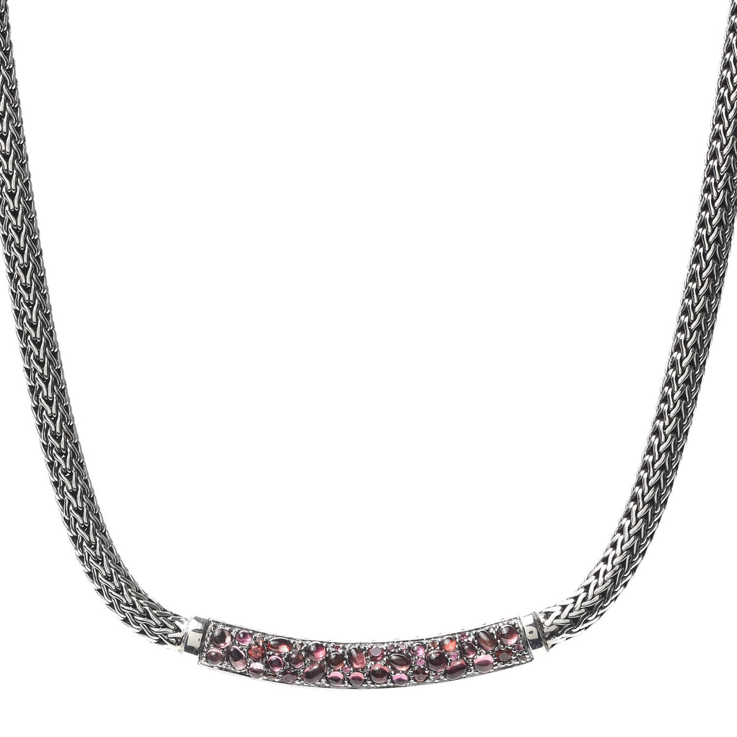 Sterling Silver Pink Tourmaline Garnet Spinel 5mm Station Classic Chain Necklace