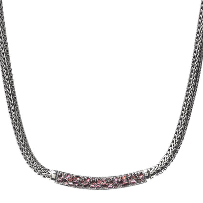 John Hardy Sterling Silver Pink Tourmaline Garnet Spinel 5mm Station Classic Chain Necklace 1 of 5