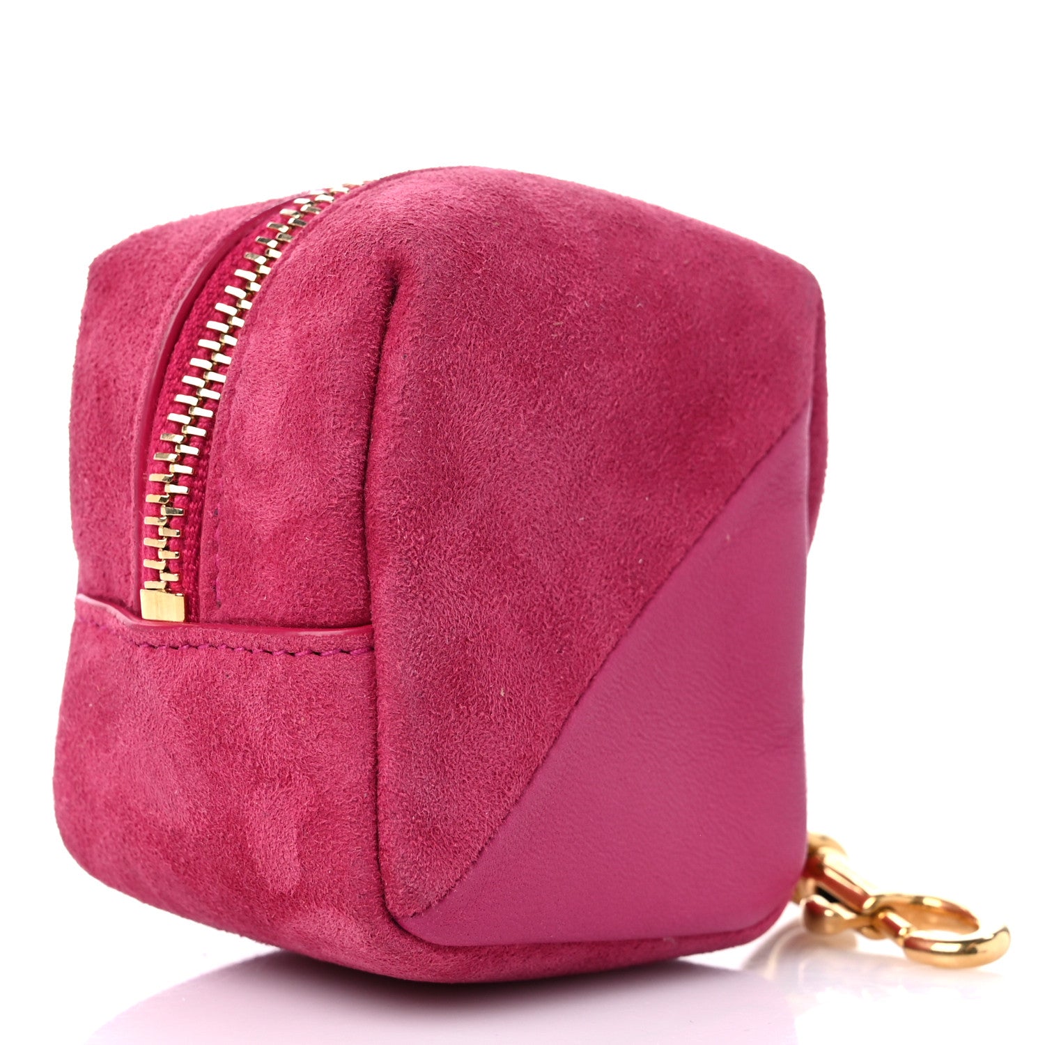Saint Laurent Suede Lambskin Jaime Cube Charm Keychain Fuchsia 3 of 10