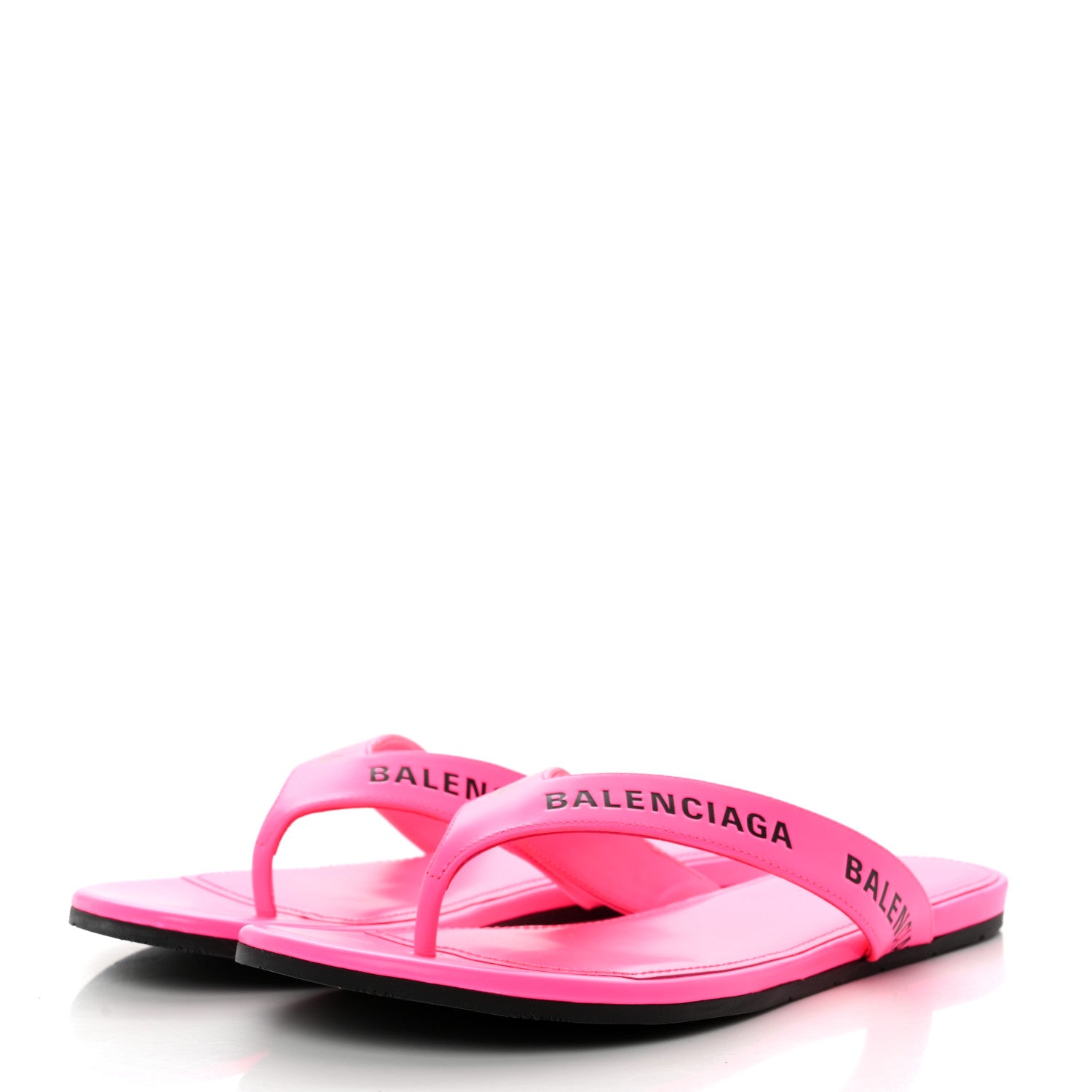 Balenciaga Calfskin Logo Thong Sandals 35 Neon Pink 3 of 8