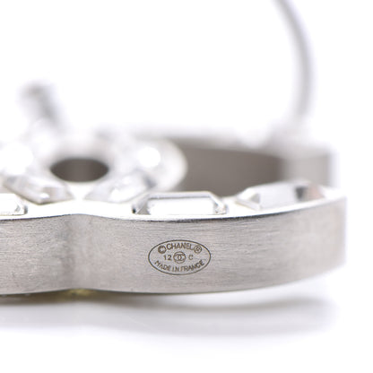 Chanel Baguette Crystal CC Dangle Earrings Silver 9 of 12