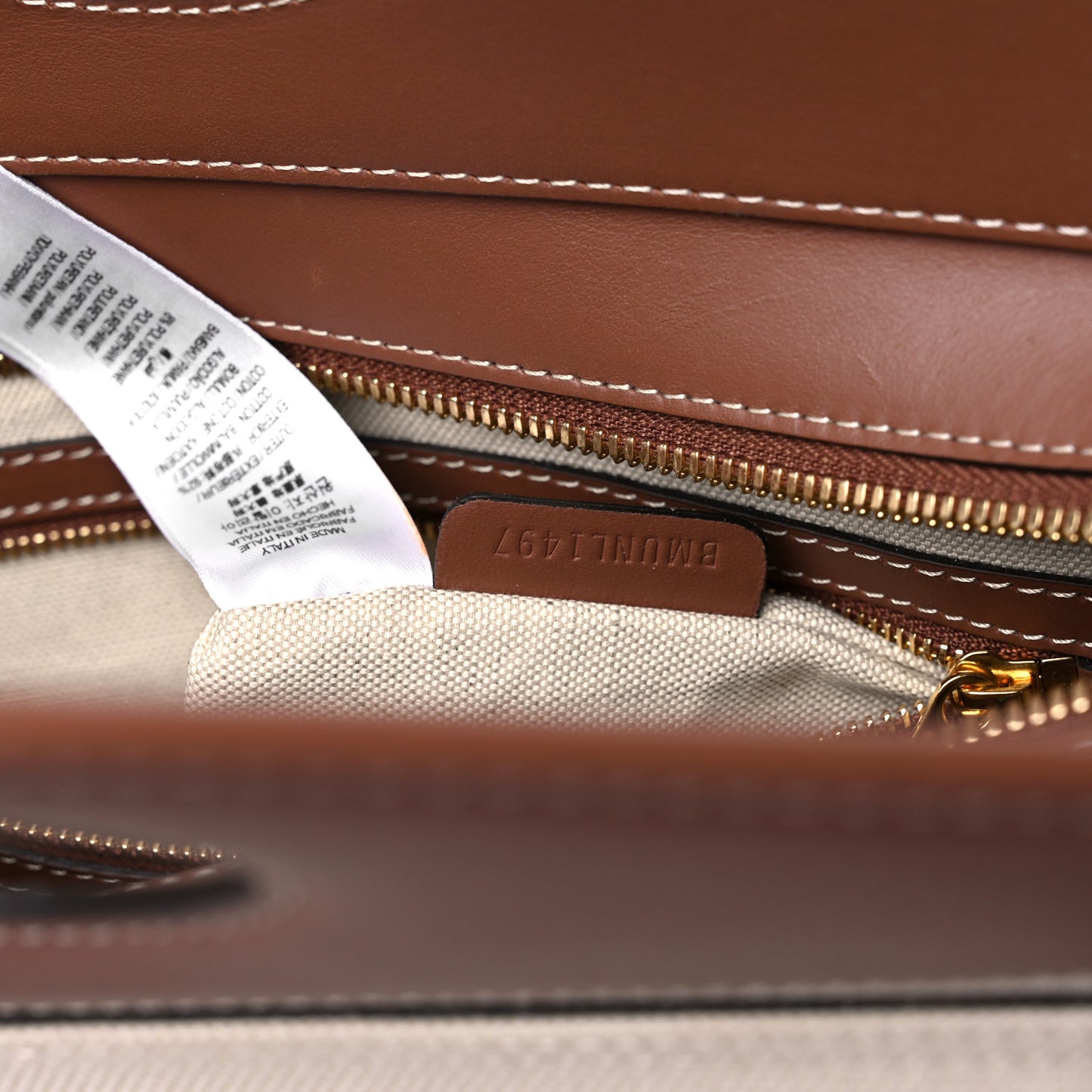 Canvas Smooth Calfskin Two Tone Small Pocket Bag Natural Malt Brown