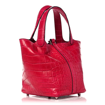 Hermes Matte Alligator Picotin Lock 18 Framboise 3 of 12