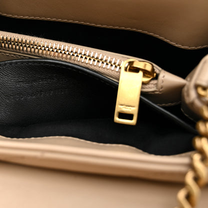 Saint Laurent Calfskin Y Quilted Monogram Small Loulou Chain Satchel Dark Beige 7 of 11